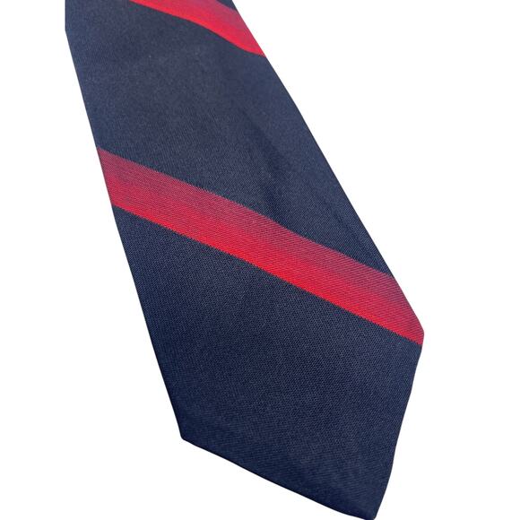 Vintage 1970s Tie Statesman Neckwear Skinny Black Red Repp Diagonal Stripe - Picture 3 of 6